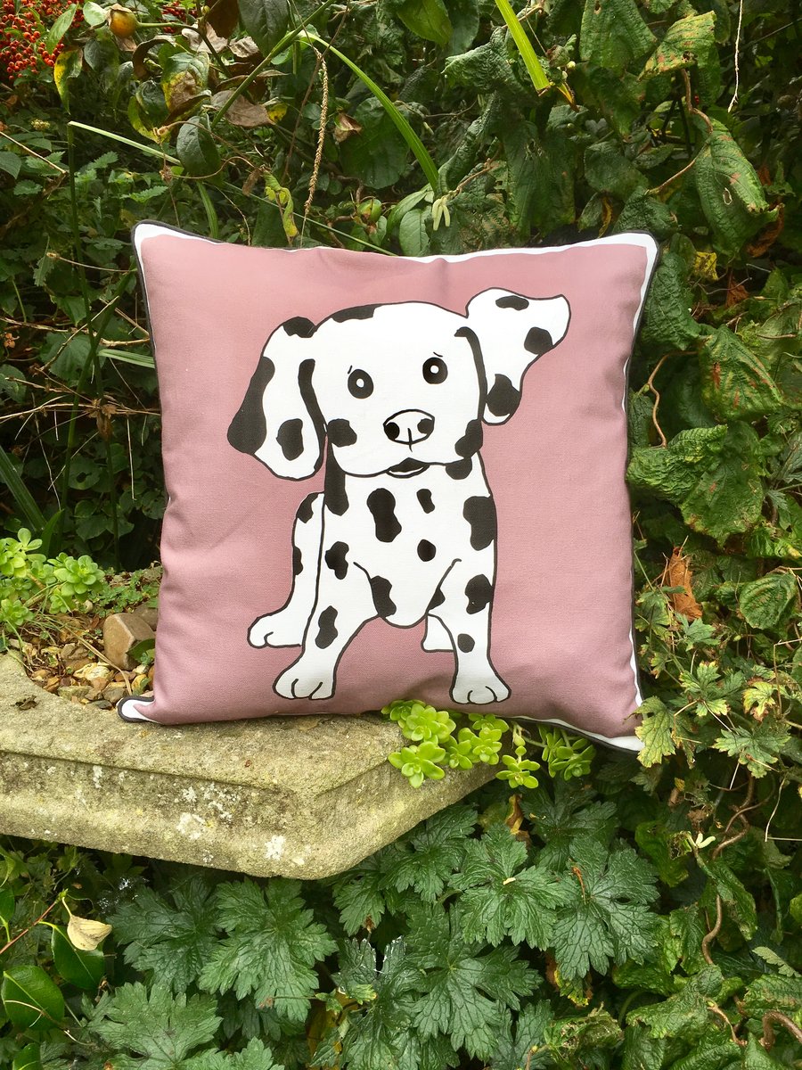 Dalmatian dog cushion. Spotty dog pillow. Dalmatian scatter cushion. 