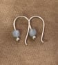 Simple Silver Earrings with Aquamarine Beads - Image 4