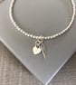 Sterling Silver Heart & Angel Wing Charm Bracelet, Personalised Jewellery