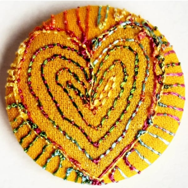 Buttons 1 inch button Hand Dyed Silks and Cottons Free Machine Embroidery Button