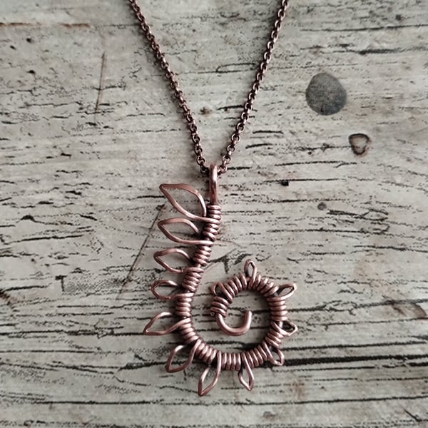 Fern Leaf Pure Copper WireWrap Pendant, Nature Inspired Plant Necklace