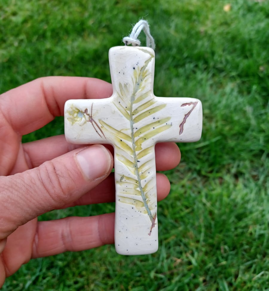 Nature Ceramic Cross Decoration