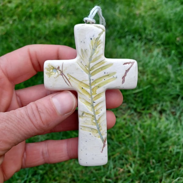 Nature Ceramic Cross Decoration