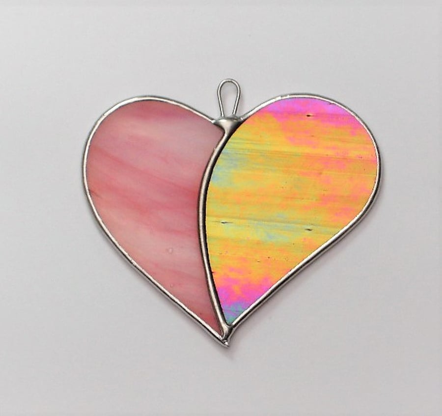 Stained Glass suncatcher Love Heart "When Two Hearts become One"