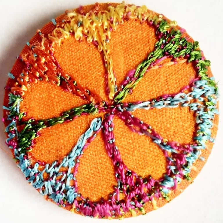 Buttons 1 inch button Hand Dyed Silks and Cottons Free Machine Embroidery Button