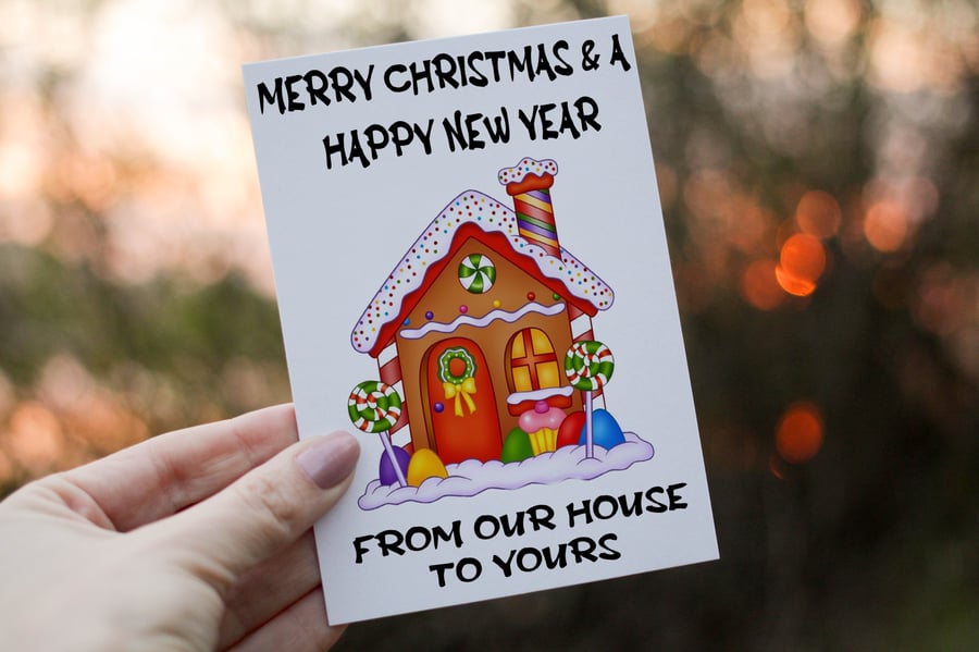 Merry Christmas From Our House To Your House Christmas Card, Family Christmas 