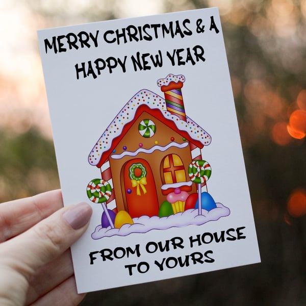Merry Christmas From Our House To Your House Christmas Card, Family Christmas 