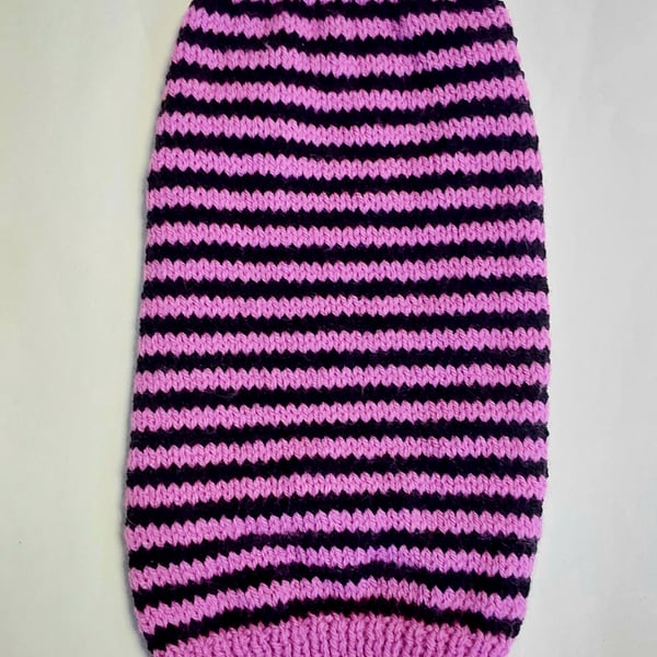 Medium dog puppy sweater jumper coat 14”L 14”G hand knit (sleeveless)