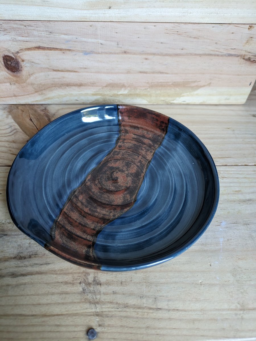 Large spoon rest (dark blue & copper)