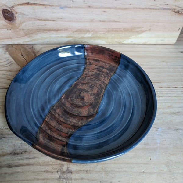 Large spoon rest (dark blue & copper)