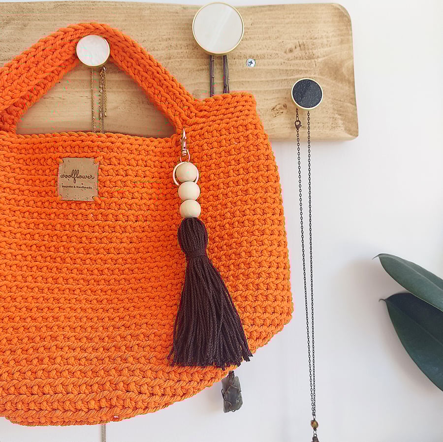 Bright Orange Handmade Crochet Hand Bag