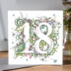 Botanical 18th Birthday card 