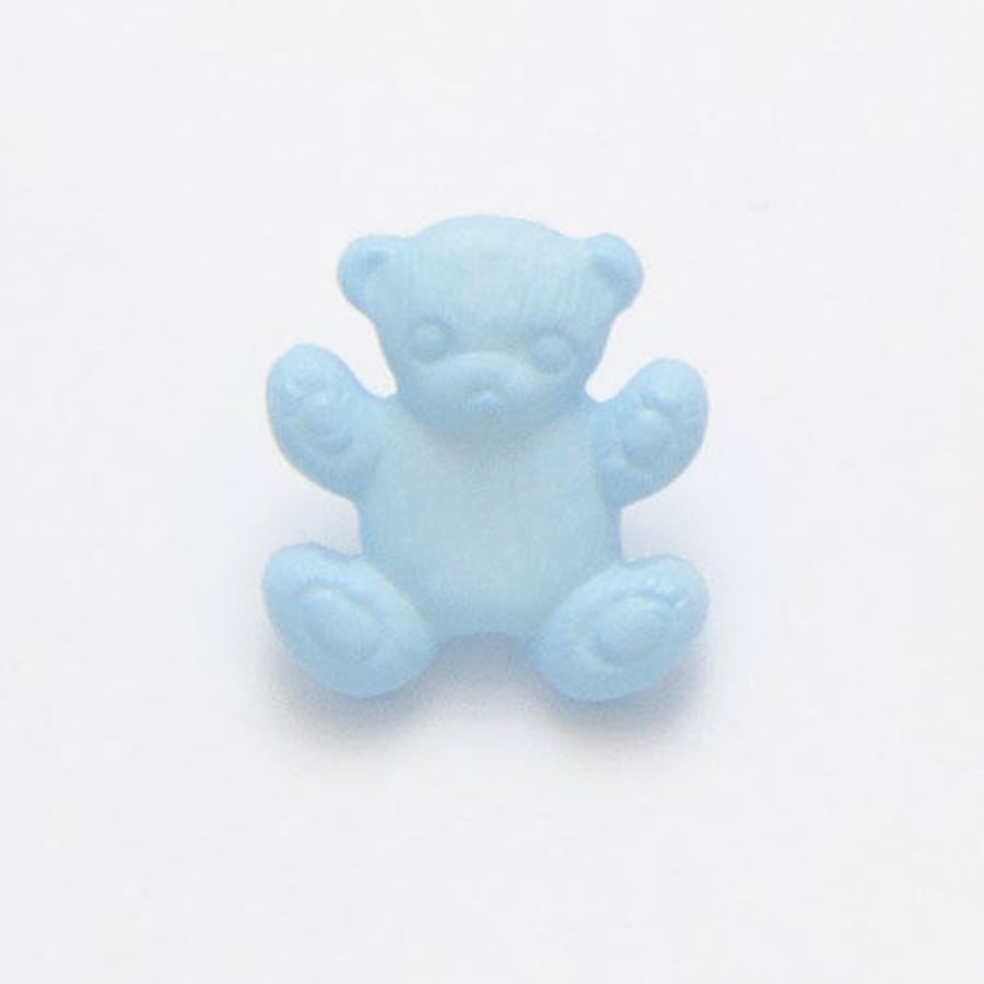 10 blue baby teddy Bear buttons 15mm