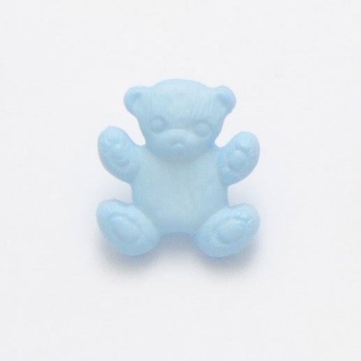 10 blue baby teddy Bear buttons 15mm