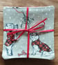 Set Of 4 Christmas Scottie Dog Coasters. Festive Fabric Drinks Mats