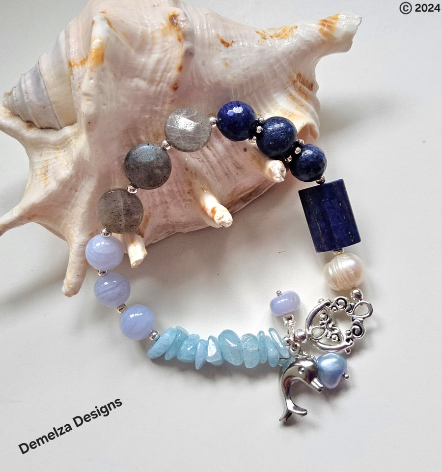 Designer Multigemstone Hand Made Chakra Designer Charm Bracelet 