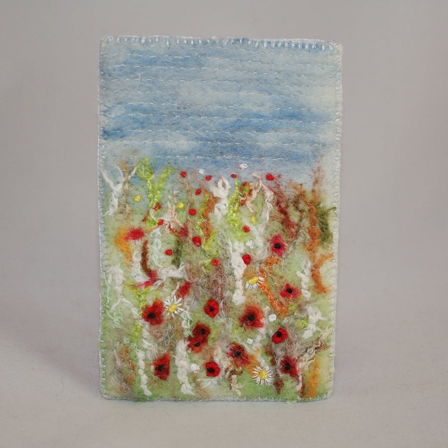 Harvest Poppies Phone Case - Felted and Embroidered