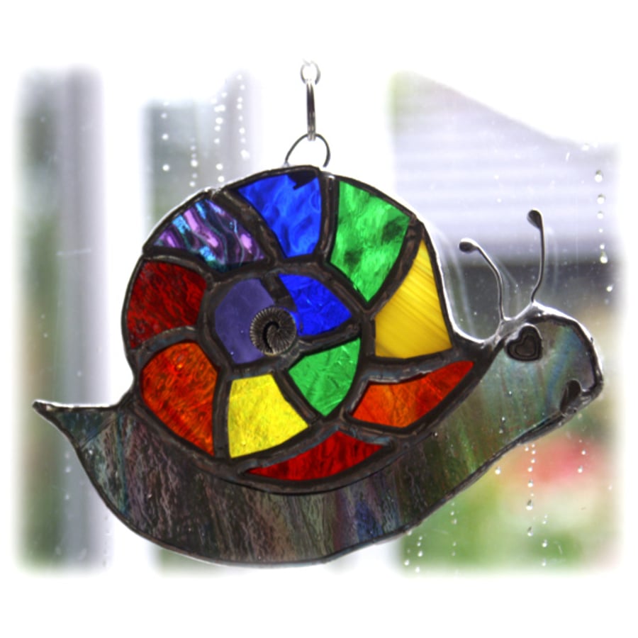 Snail Suncatcher Stained Glass Handmade Rainbow