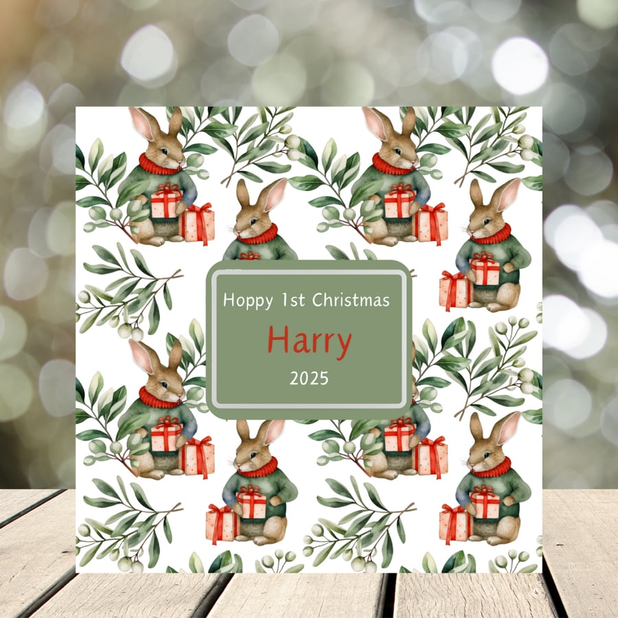 1st Christmas, personalised cute Christmas card