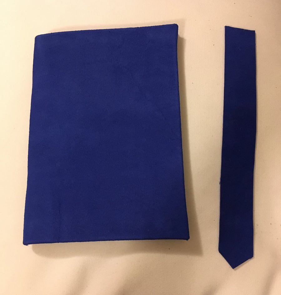 A5: Softcover Electric Blue suede leather bound A5 unlined sketchbook