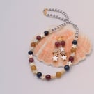 Necklace & Earrings with Dyed Jade Shell Stars and Seed Beads, Gift for Her