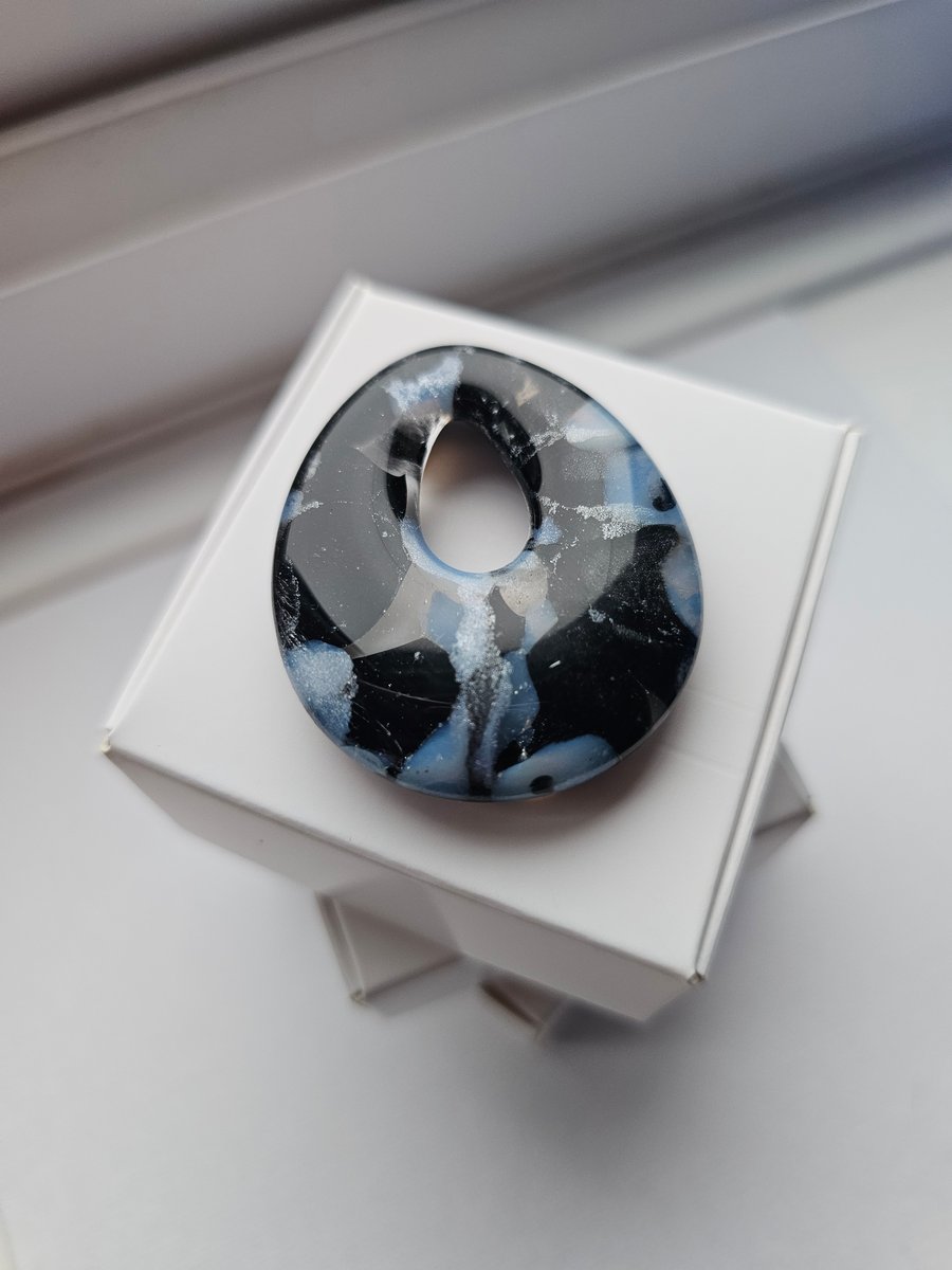 Handmade fused glass Teardrop Pendant - Large Midnight sky