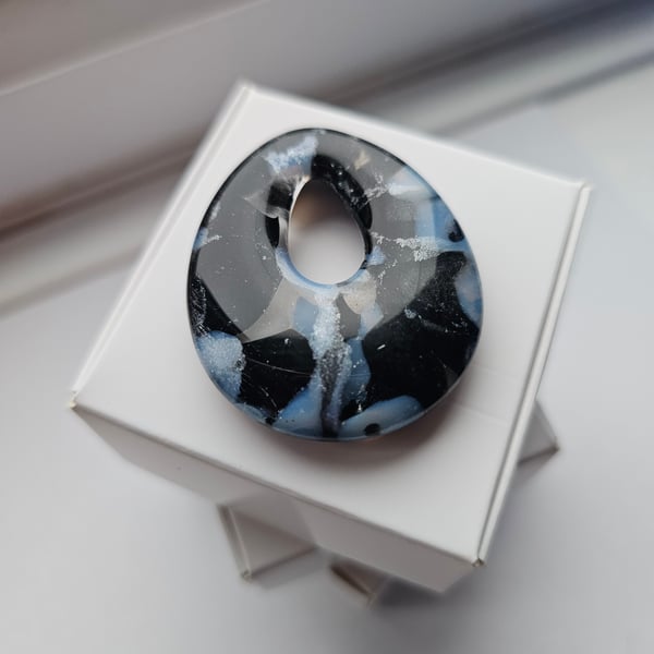 Handmade fused glass Teardrop Pendant - Large Midnight sky