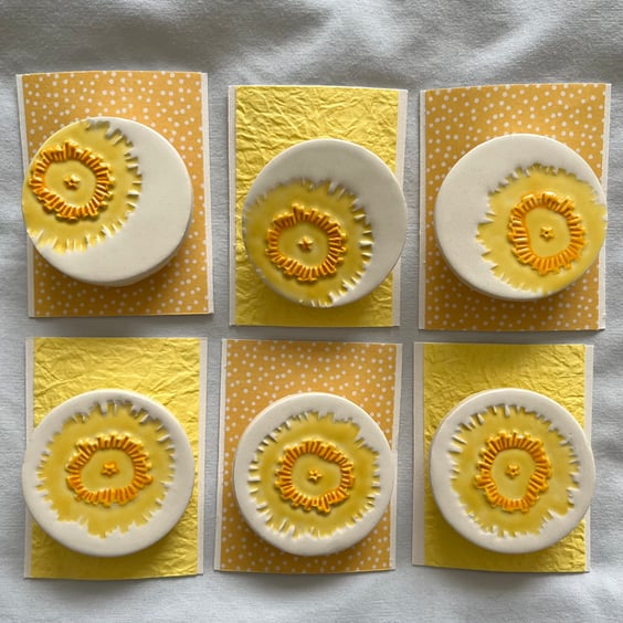 Handmade Ceramic Dandelion brooch, Hand Made Pottery Badge