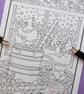 Cardinal & Robin Bird Christmas Colouring Page Printable JPG by S Godwin Studio