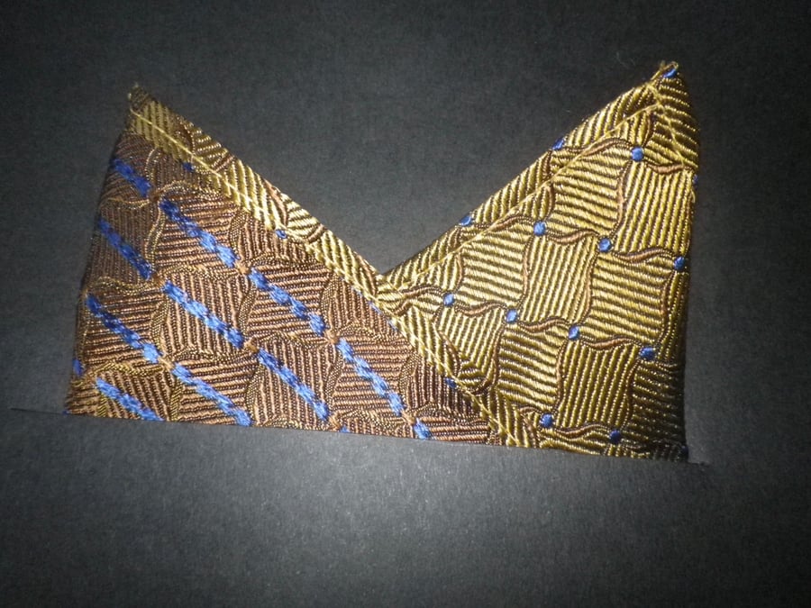 Elegant gold with navy highlights  pure silk pocket square , free UK shipping 