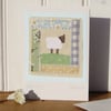Sweet Little Lamb hand-stitched miniature applique - a gift as well as a card!