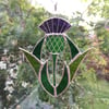 Stained Glass Thistle - Handmade Hanging Window Decoration 