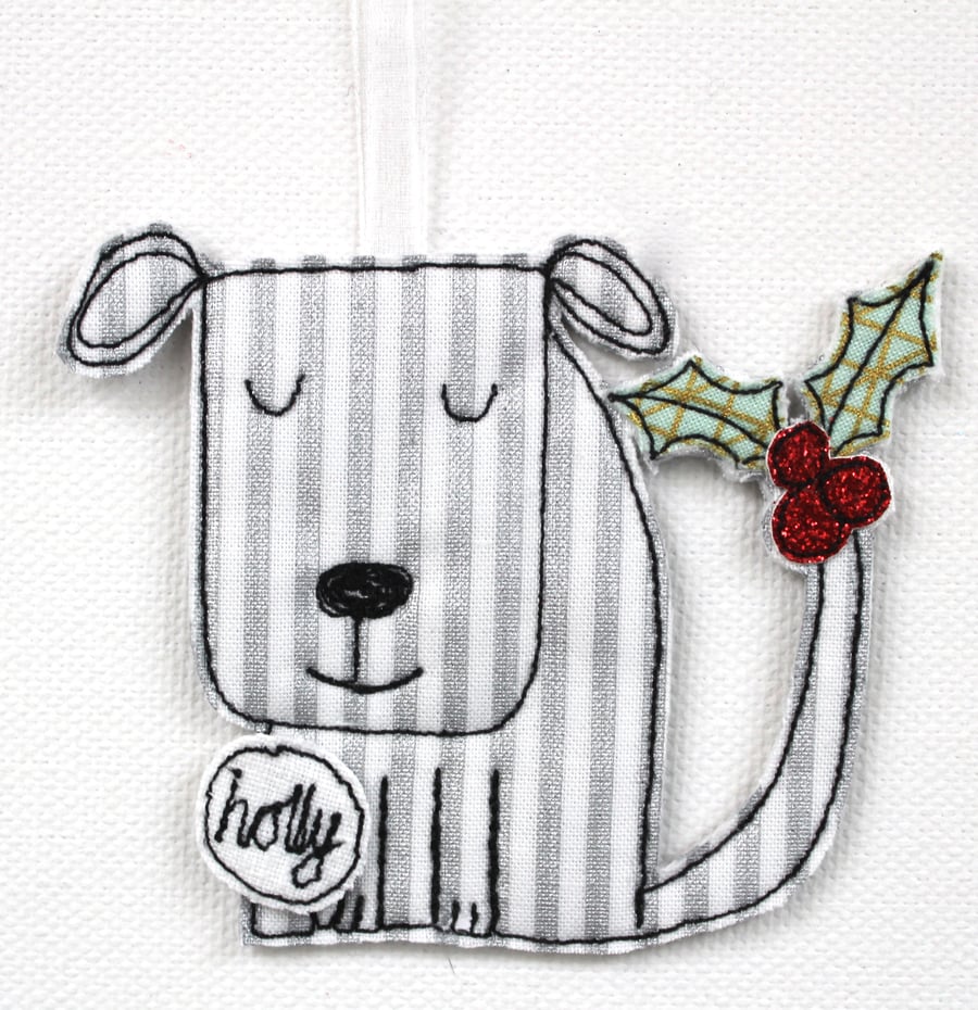'Holly Doggy' - Hanging Decoration