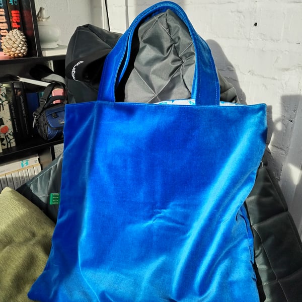 BLUE DINOS VELVET BAG