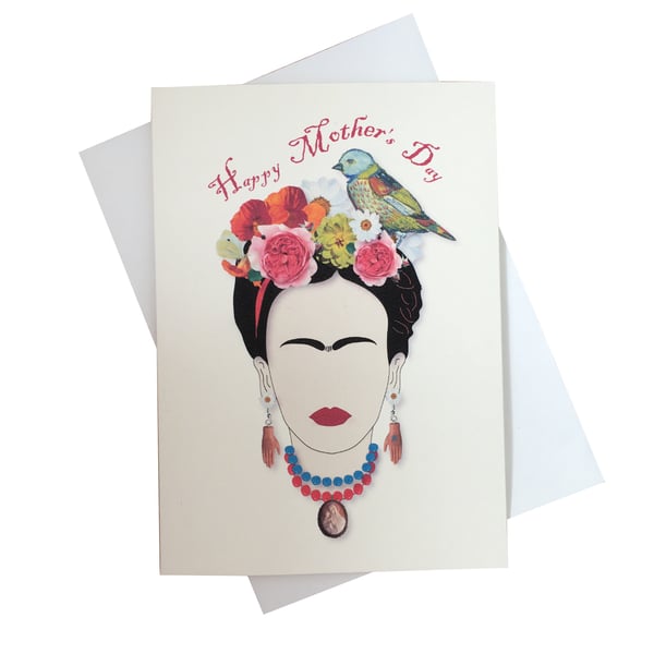 Happy Mother's Day card - inspired by Frida Kahlo - can frame for wall art