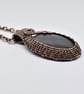 Wire Woven Silver Sheen Obsidian and Copper Gothic Pendant - Image 7