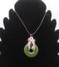 Wire wrapped jade green donut pendant - Image 5
