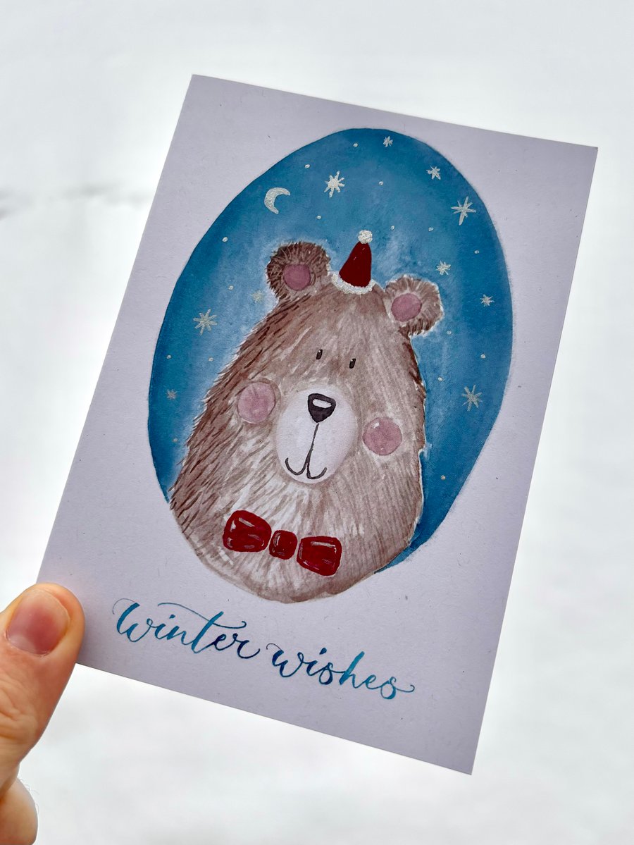 A6 Christmas Card of Bear