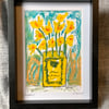 Original oil pastel drawing. Daffodils. Mother’s Day. Flowers. Mum. Happy