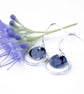 Silver and enamel circle earrings, silver circle earrings, long silver earrings - Image 8