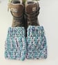 Blue Rainbow Boot Cuffs, Crochet Ankle Warmers - Image 3