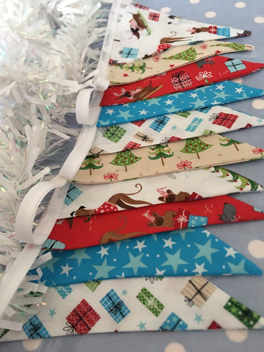 Christmas bunting,cotton fabric bunting, banner, wedding,party flags