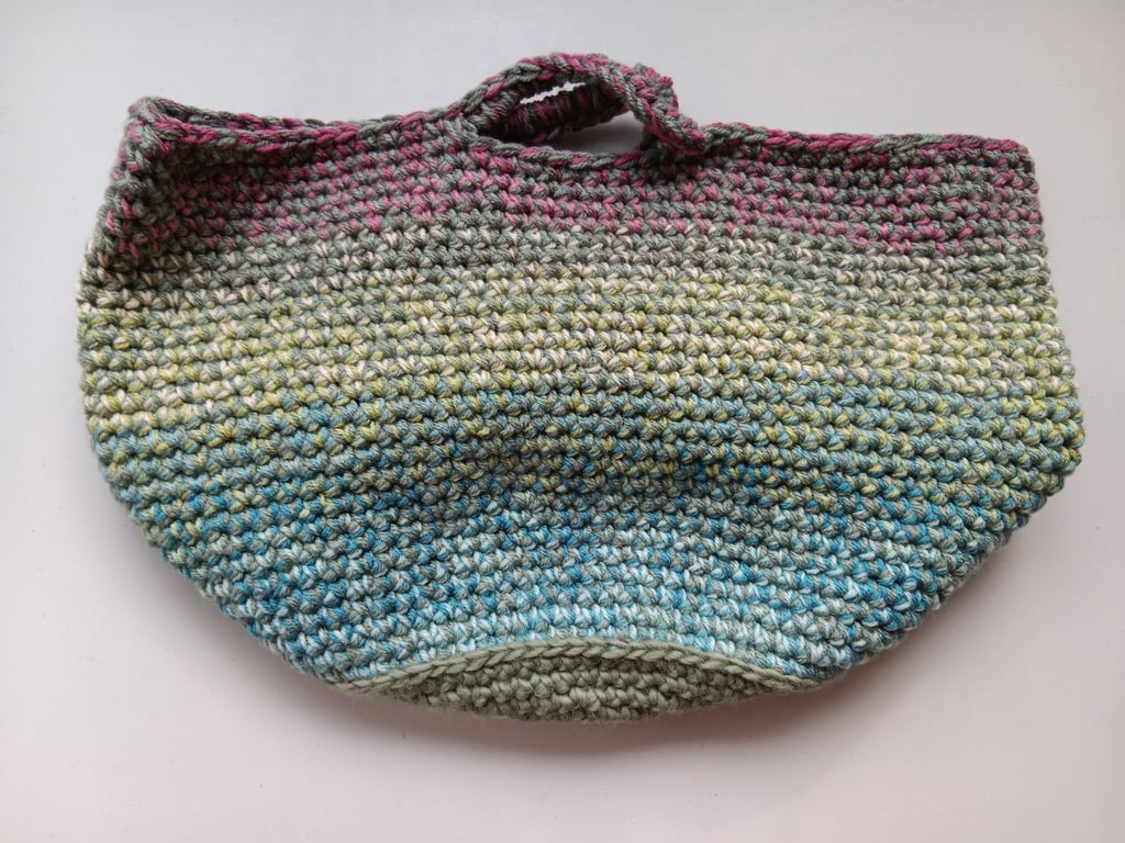 Crochet Basket Bag (Green Leaves) - holds so much!