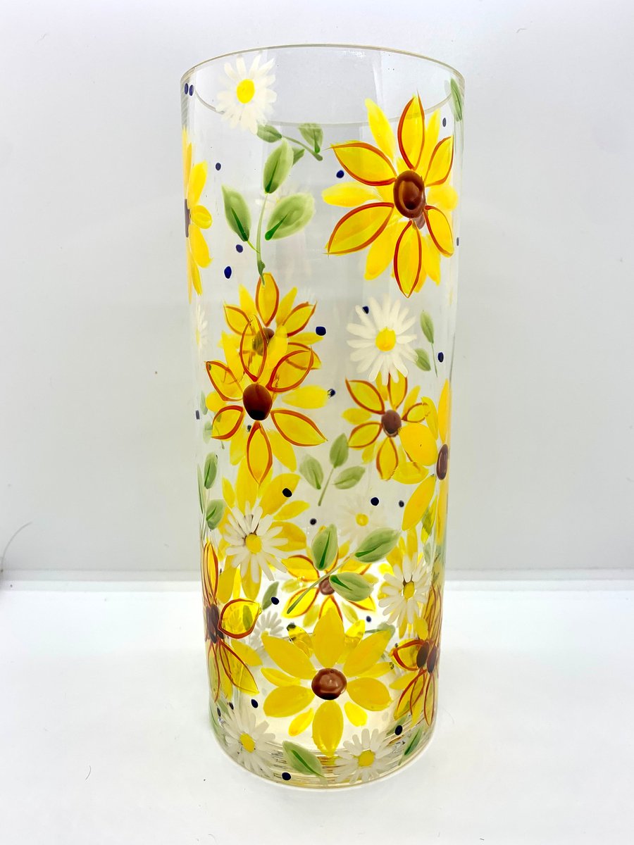 Sunflowers Vase Hand Painted Decorative Vase Yellow Vase. Cheer up a friend