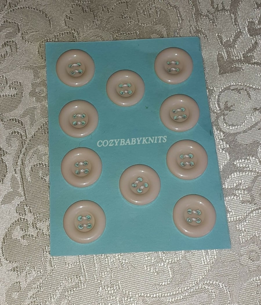18MM BEIGE ROUND BUTTONS WITH FOUR HOLES FOR ATTACHING 