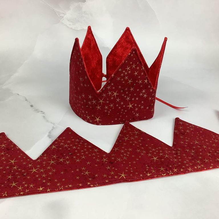 XHandmade Christmas crown, Starry xmas fabric party hat, Reusable