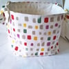 Fabric storage box with handles, cream linen fabric basket