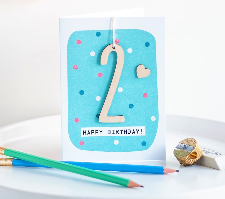 Age 2 Birthday Card - Keepsake Card, Kids Card, Age 2, 2nd Birthday, Happy Birth