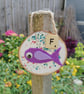 Wooden fun alphabet art with first letter scrabble tile - F fish - Image 1