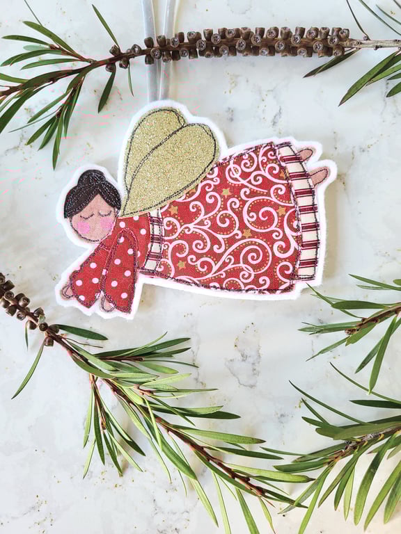 Red Christmas Fairy Tree Ornament